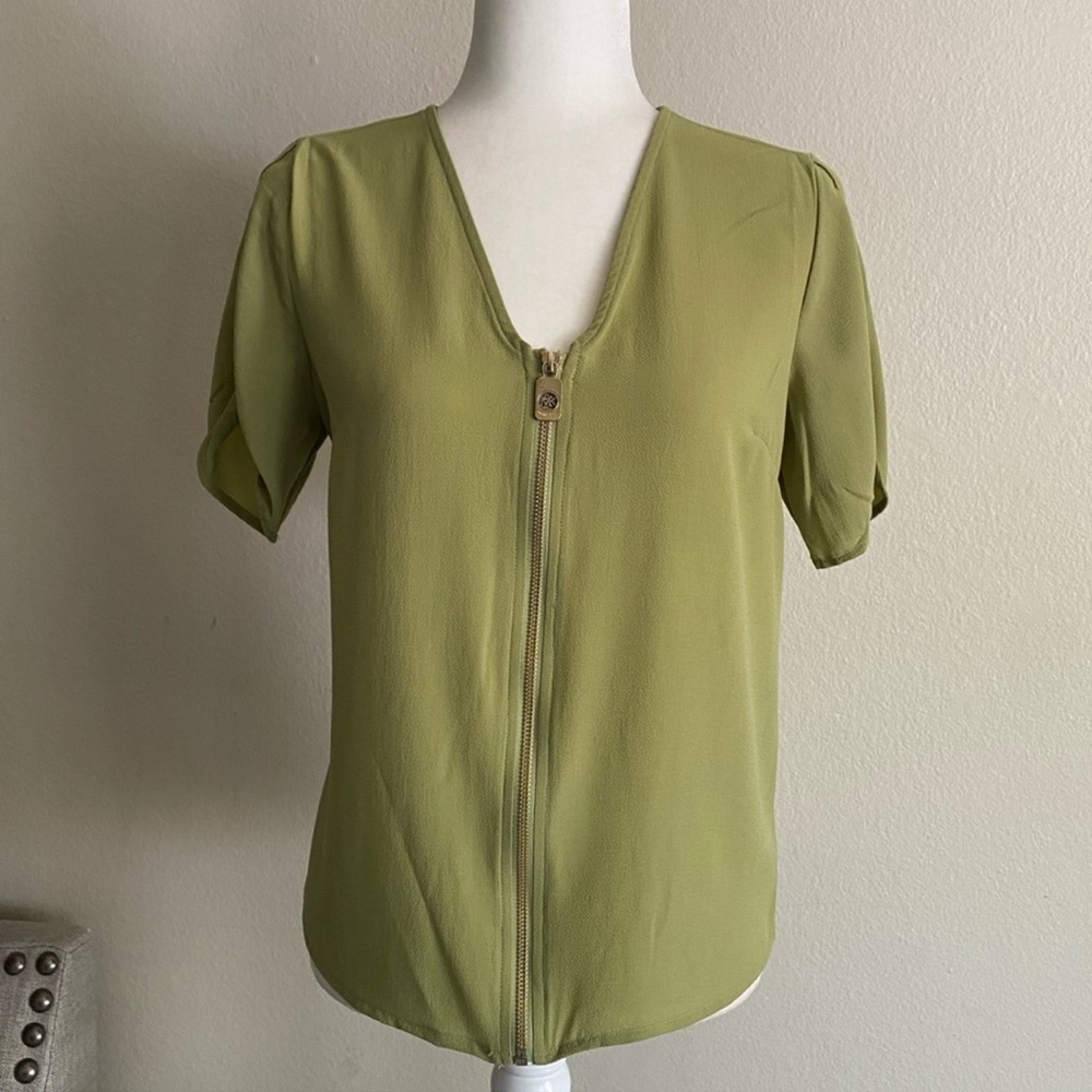 Michael Kors Green Sage Women’s Zipper Blouse✨